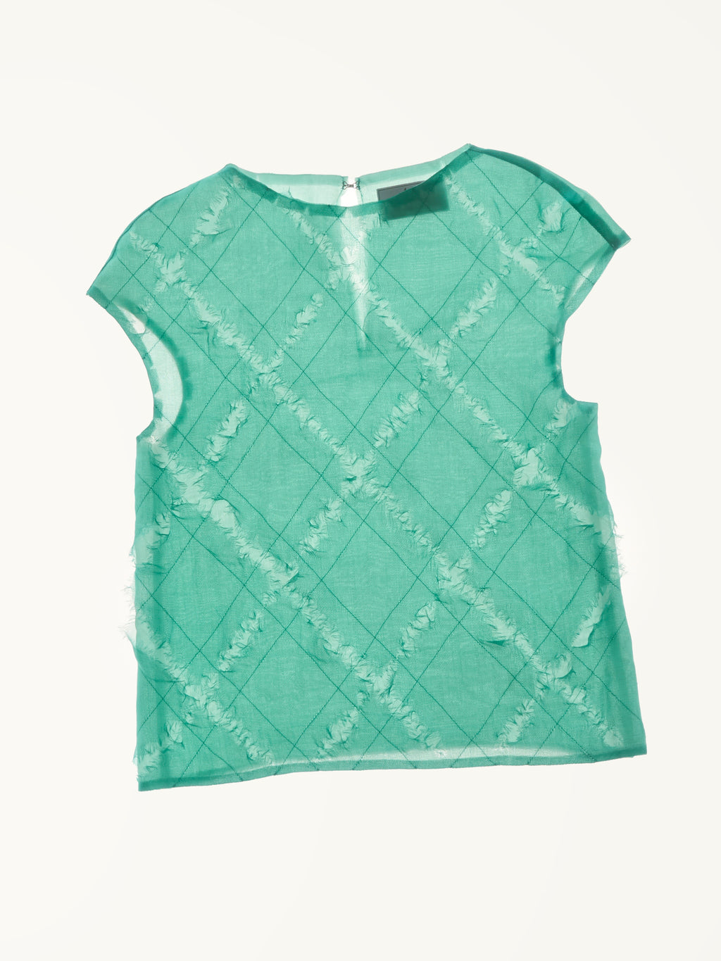 distressed argyle short sleeve top