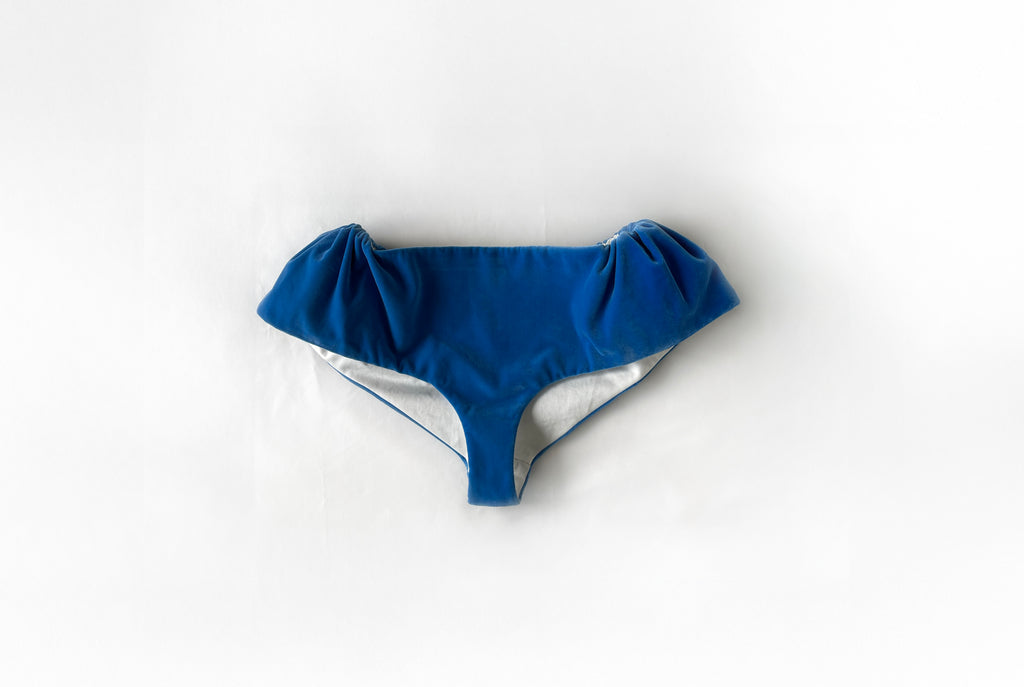 mini fluted shorts - blue