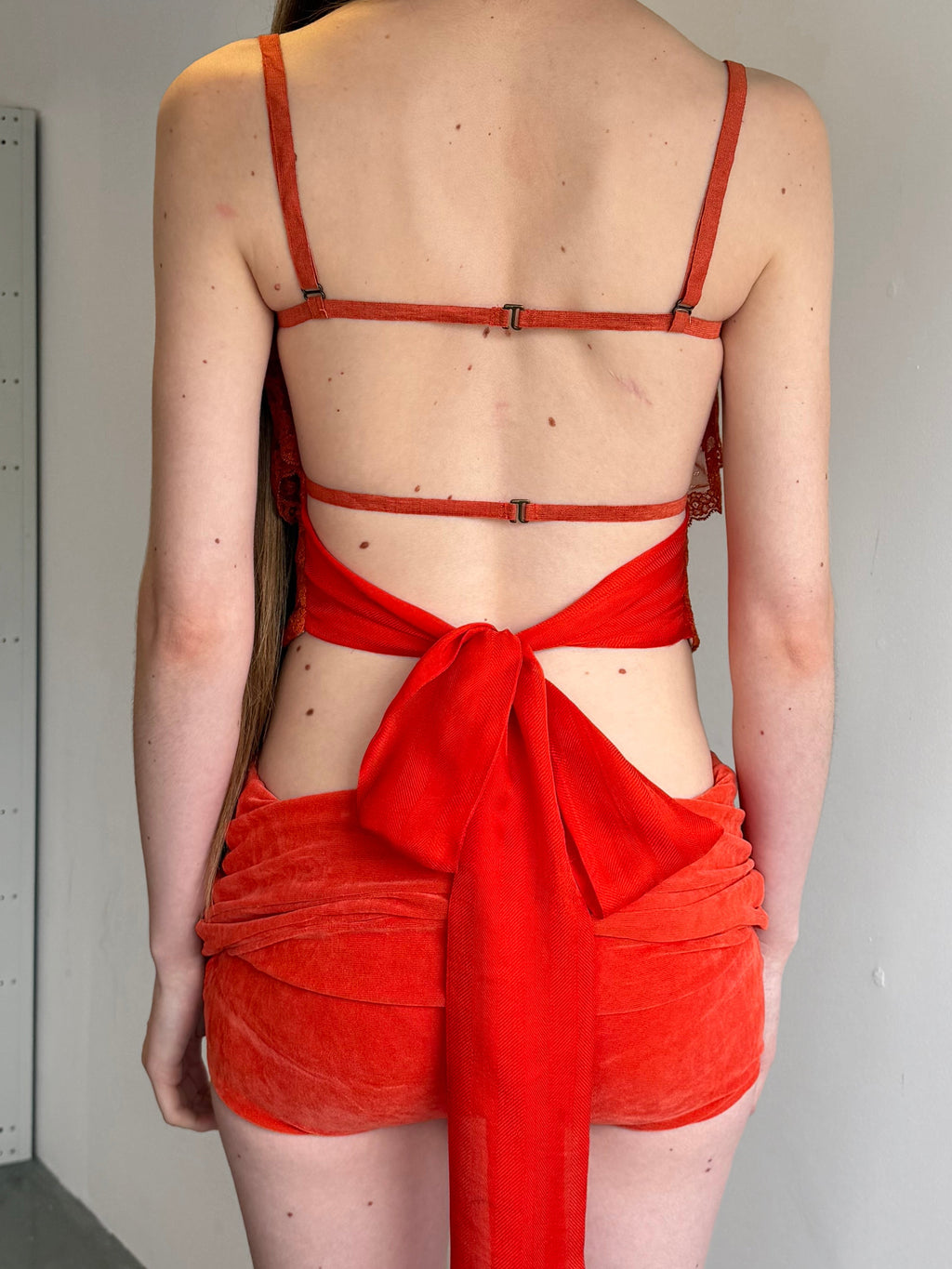 ruched velvet shorts